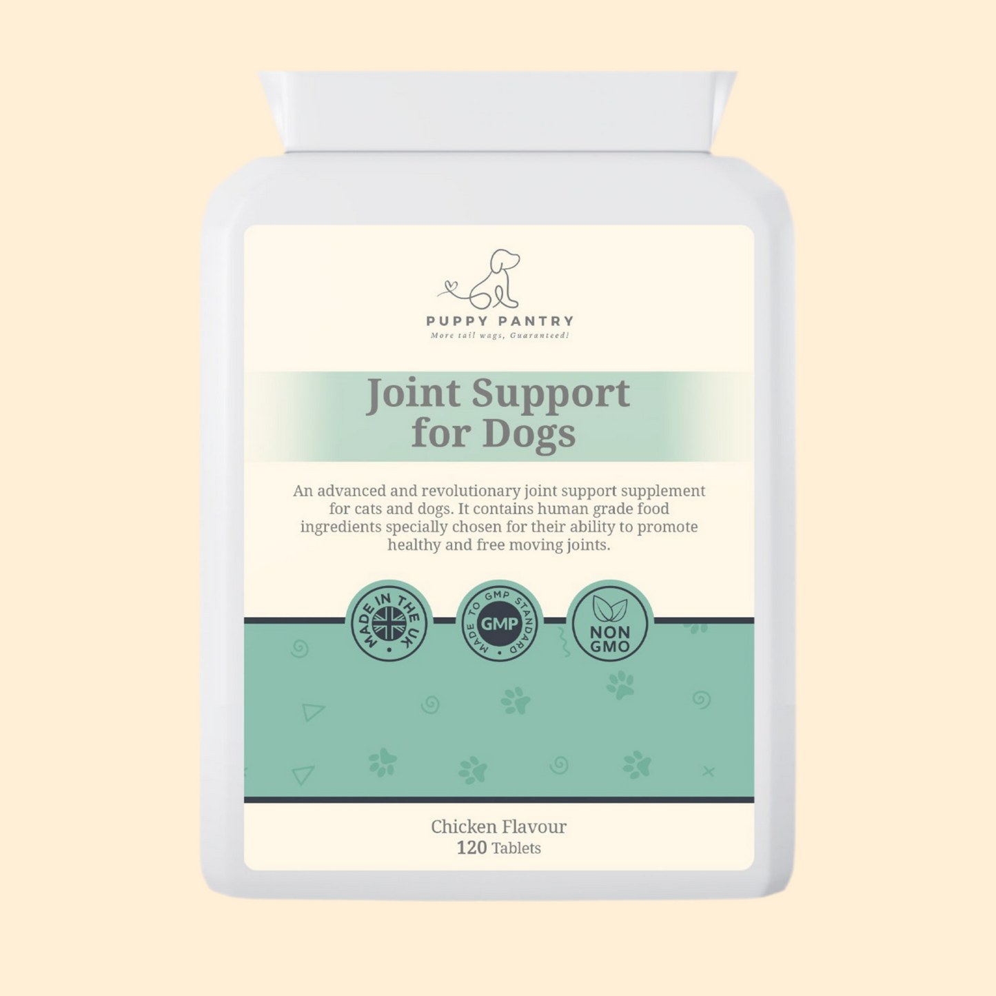 Joint Support Tablets – Chicken (120 Pack)
With glucosamine, chondroitin & MSM for mobility & comfort at all ages