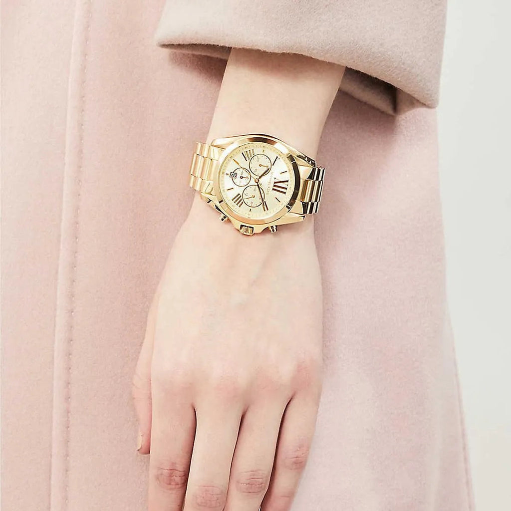 Michael Kors Women’s Watch Stainless Steel Gold Strap With Gold Dial MK5605