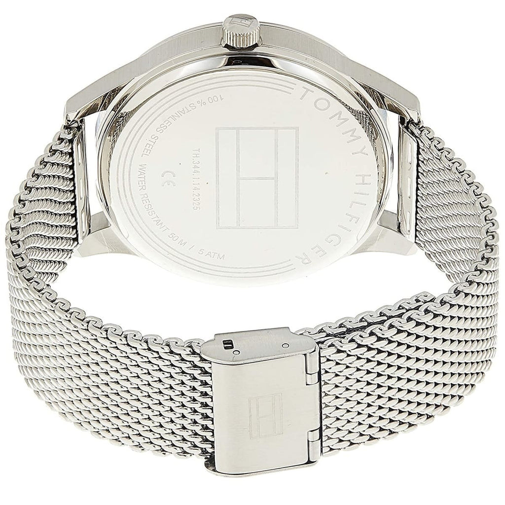 Tommy Hilfiger Men’s Watch Silver Mesh Band With Black Dial 1791415