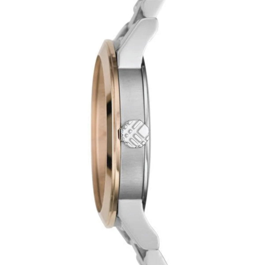 Burberry Women's Watch Stainless Steel Silver Strap With Silver Dial And Rose Gold Case BU9105 The City