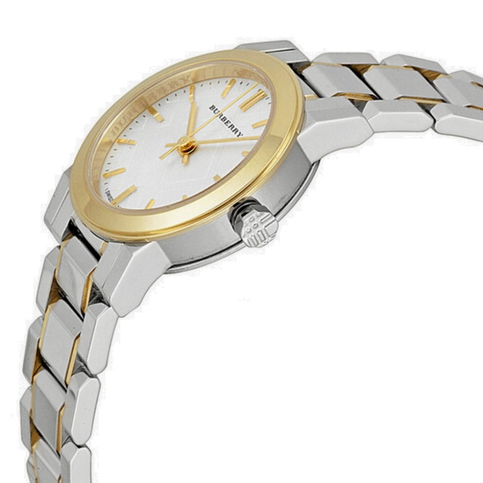 Burberry Women’s Watch Stainless Steel Silver & Gold Tone Strap With Gold Dial And Gold Case BU9217 The City