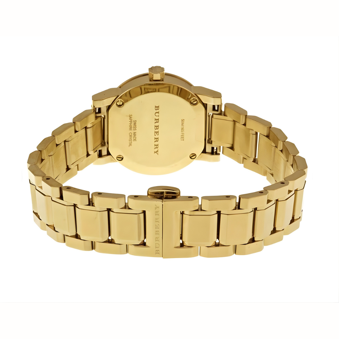 Burberry Women’s Watch Stainless Steel Gold Strap With Gold Dial BU9227 The City