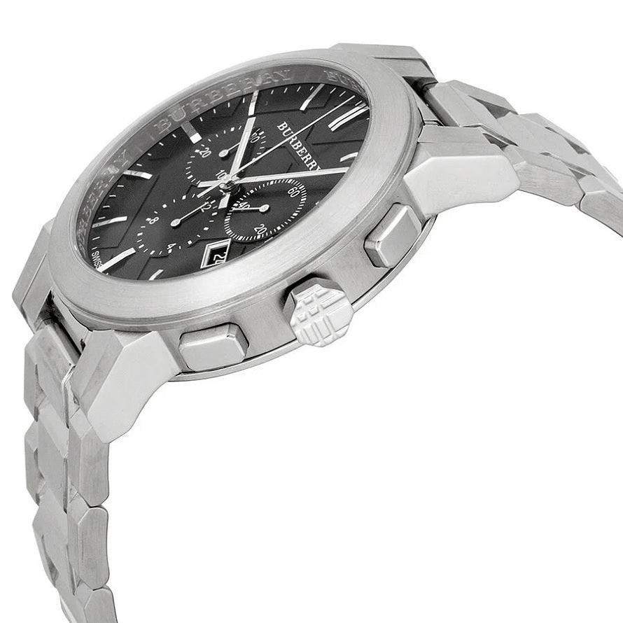 Burberry Men’s Watch Stainless Steel Silver Bracelet With Black Dial BU9351 The City