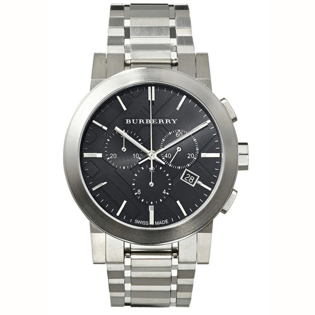 Burberry Men’s Watch Stainless Steel Silver Bracelet With Black Dial BU9351 The City
