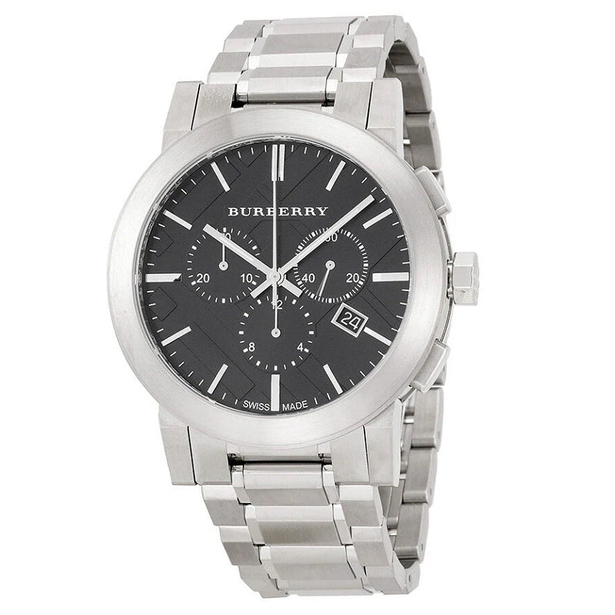 Burberry Men’s Watch Stainless Steel Silver Bracelet With Black Dial BU9351 The City