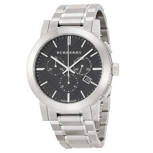 Burberry Men’s Watch Stainless Steel Silver Bracelet With Black Dial BU9351 The City