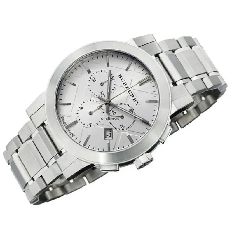 Burberry Unisex Watch Stainless Steel Silver Strap With Silver Dial BU9750 The City