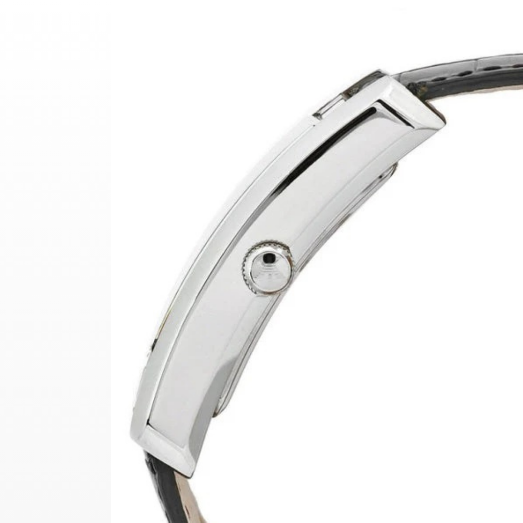 Emporio Armani Men's Watch Leather Black Strap With Black Dial And Silver Case AR0143 Classic Rectangle