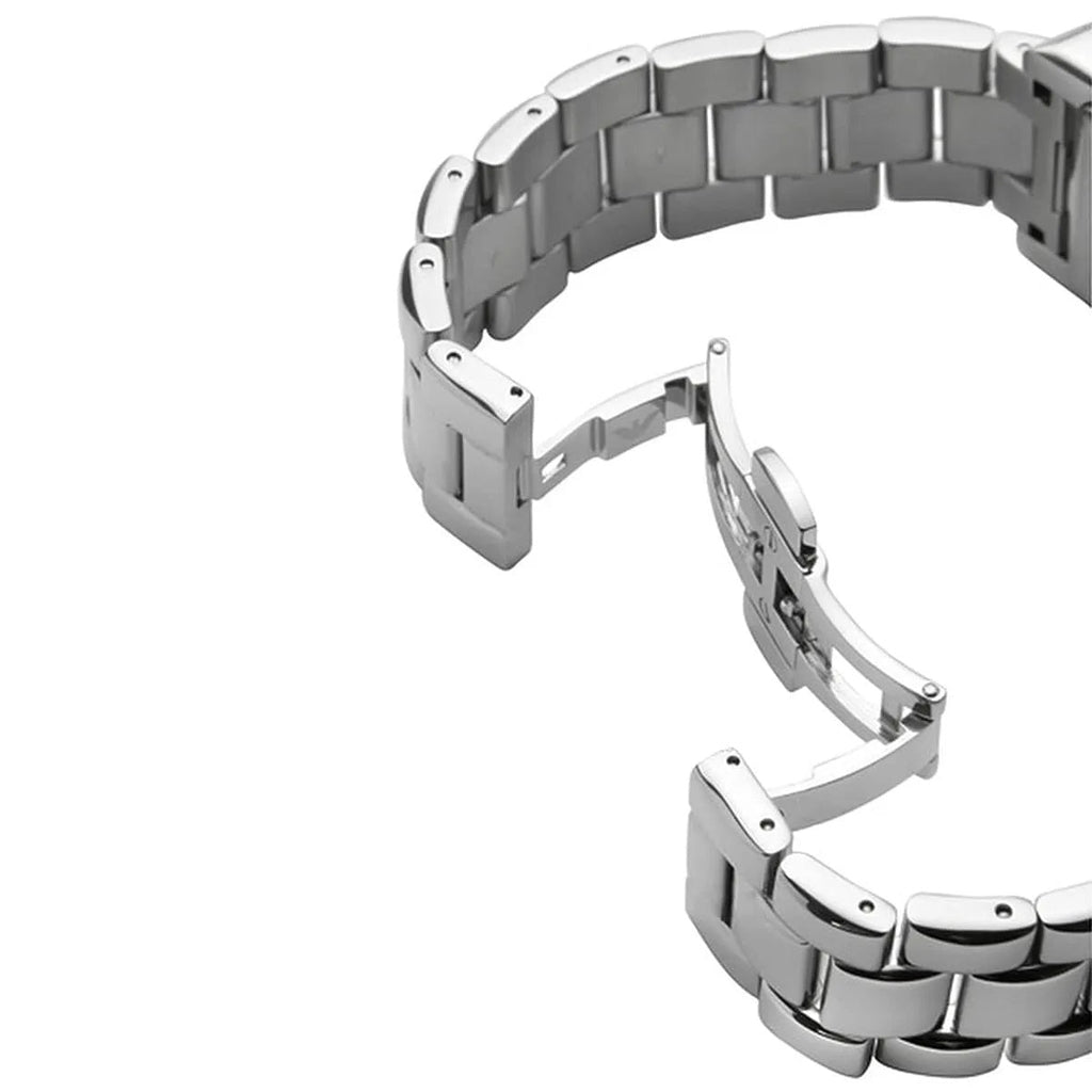 Emporio Armani Men’s Watch Stainless Steel Silver Strap With Black Dial Rectangular Classic AR0156