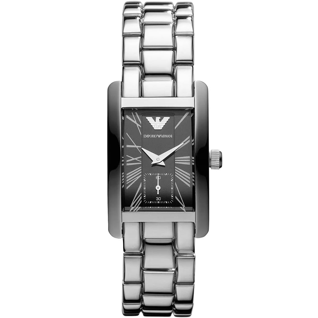 Emporio Armani Women’s Watch Stainless Steel Silver Strap With Black Dial AR0157 Classic