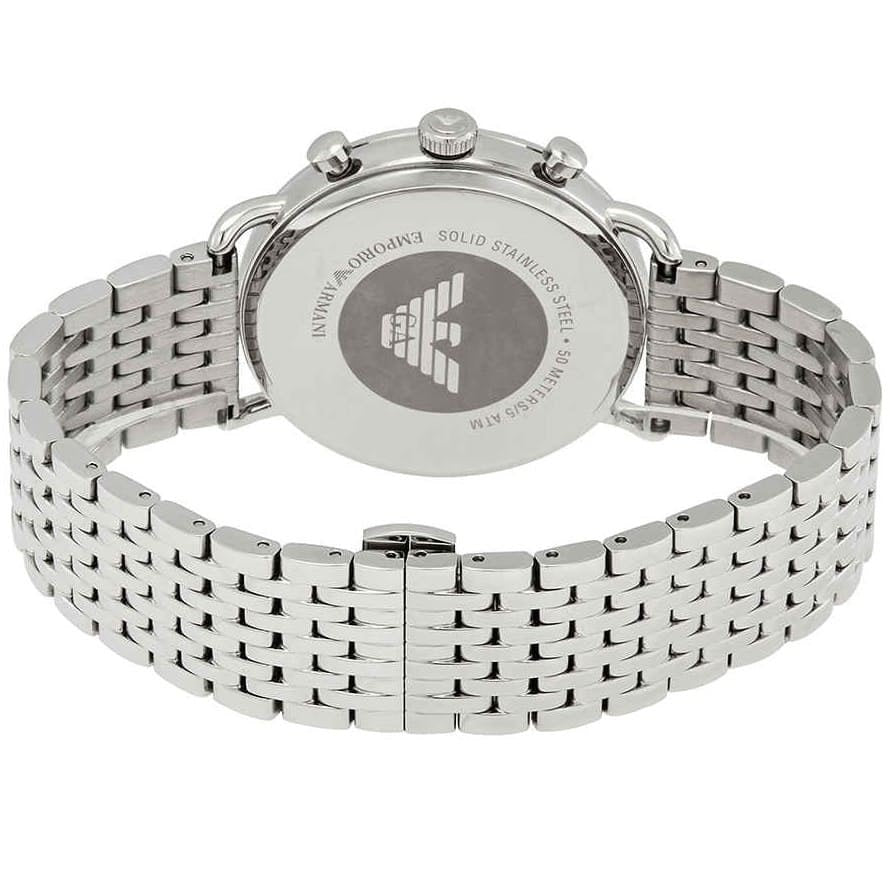 Emporio Armani Men's Watch Stainless Steel Silver Strap With Blue Dial AR11238 Aviator
