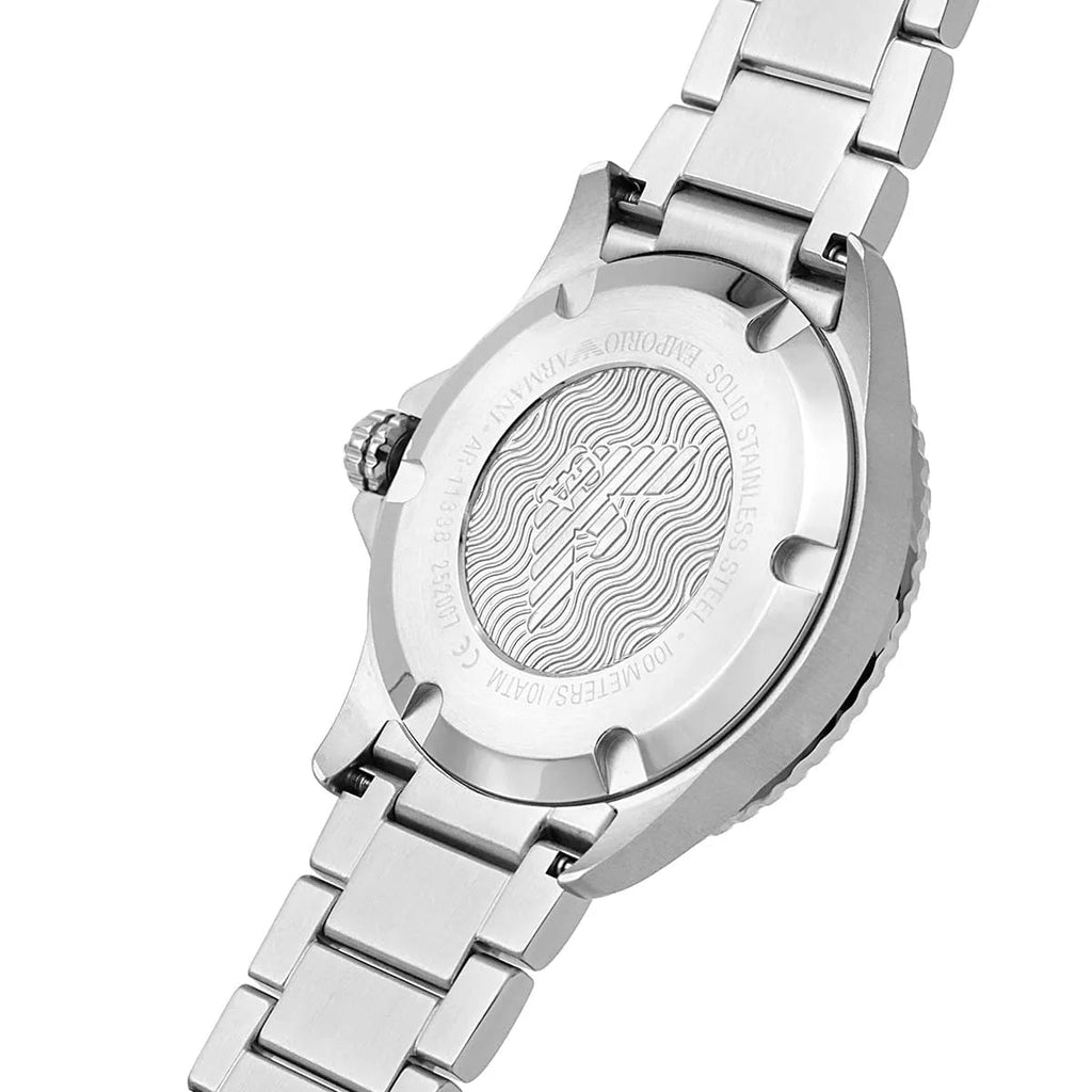 Emporio Armani Men's Watch Stainless Steel Silver Strap & Green Dial AR11338 Diver