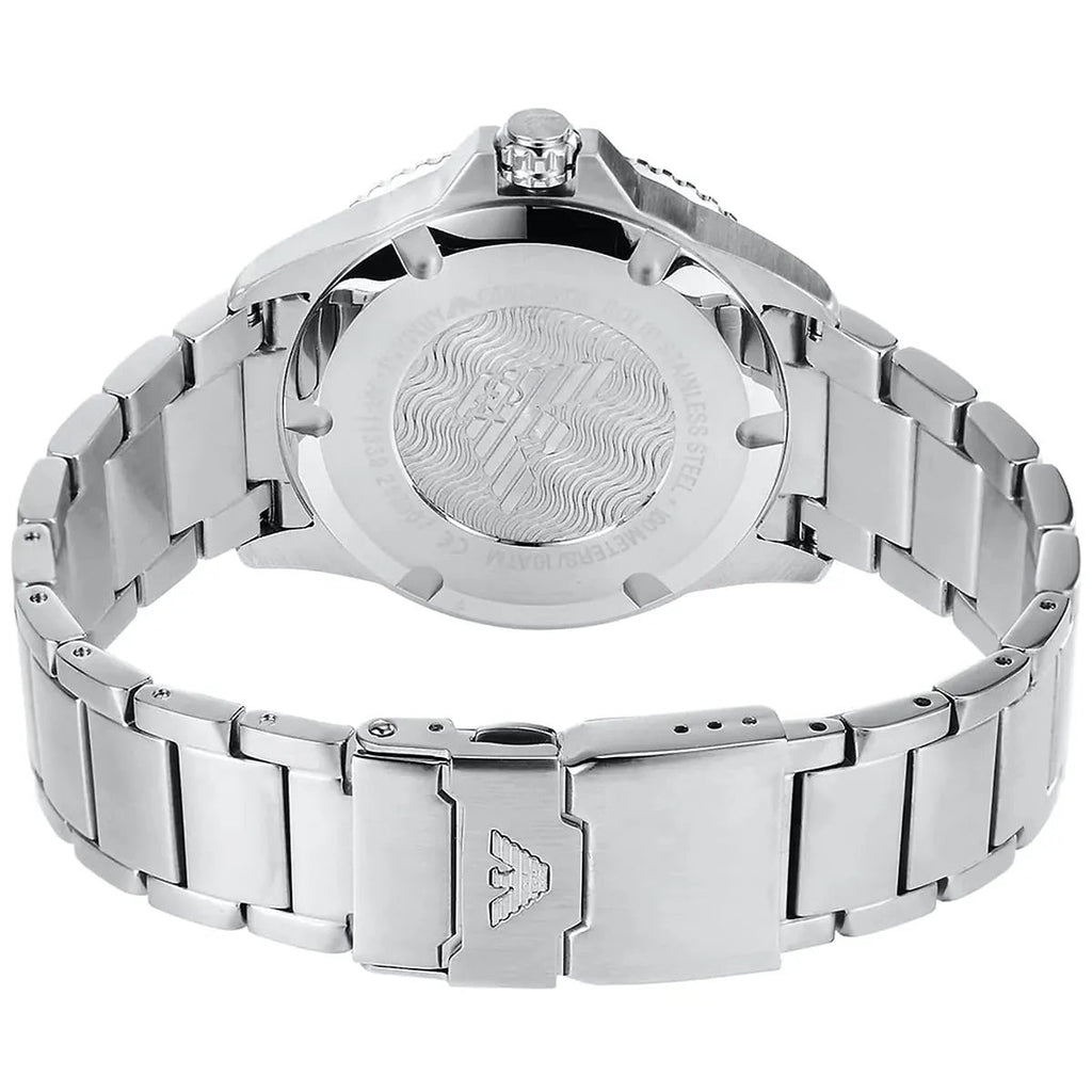 Emporio Armani Men's Watch Stainless Steel Silver Strap With Blue Dial AR11339 Diver