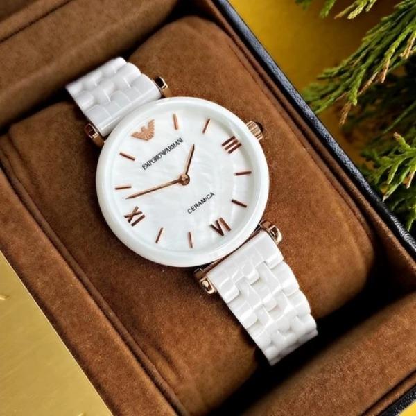 Emporio Armani Women’s Watch Ceramic White Strap With White Dial AR1486