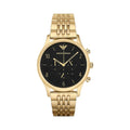 Emporio Armani Men’s Watch Stainless Steel Gold Strap With Black Dial AR1893