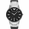 Emporio Armani Men’s Watch Stainless Steel Silver Strap With Black Dial AR2457 Renato