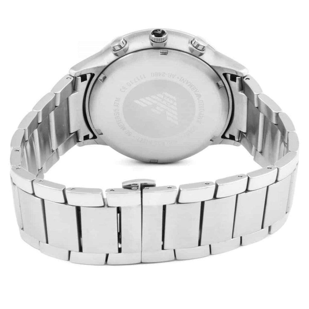 Emporio Armani Men’s Watch Stainless Steel Silver Bracelet With Black Dial AR2460 Renato