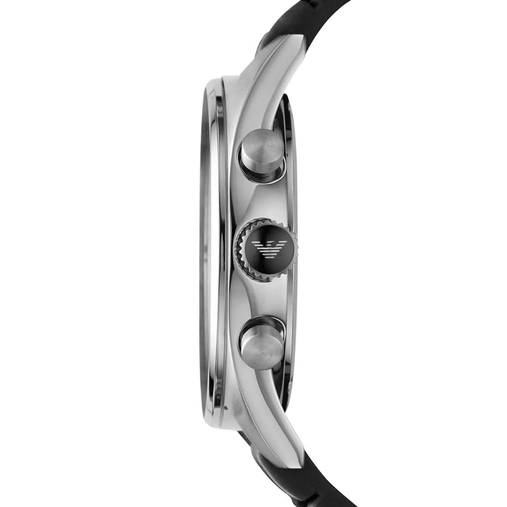 Emporio Armani Men’s Watch Silicone Black & Grey Strap With Black Dial And Silver Case AR5866 Sportivo