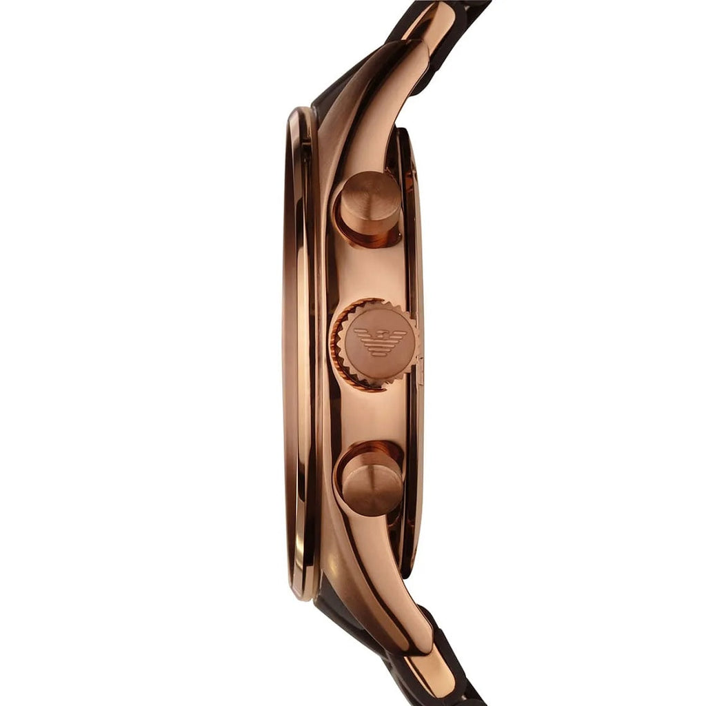 Emporio Armani Men’s Watch Silicone Brown Strap With Brown Dial And Rose Gold Case AR5890 Sportivo