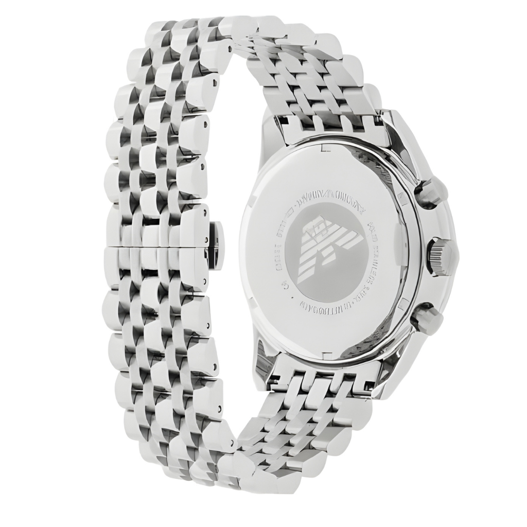 Emporio Armani Men's Watch Stainless Steel Silver Strap With Black Dial  AR5983 Tazio