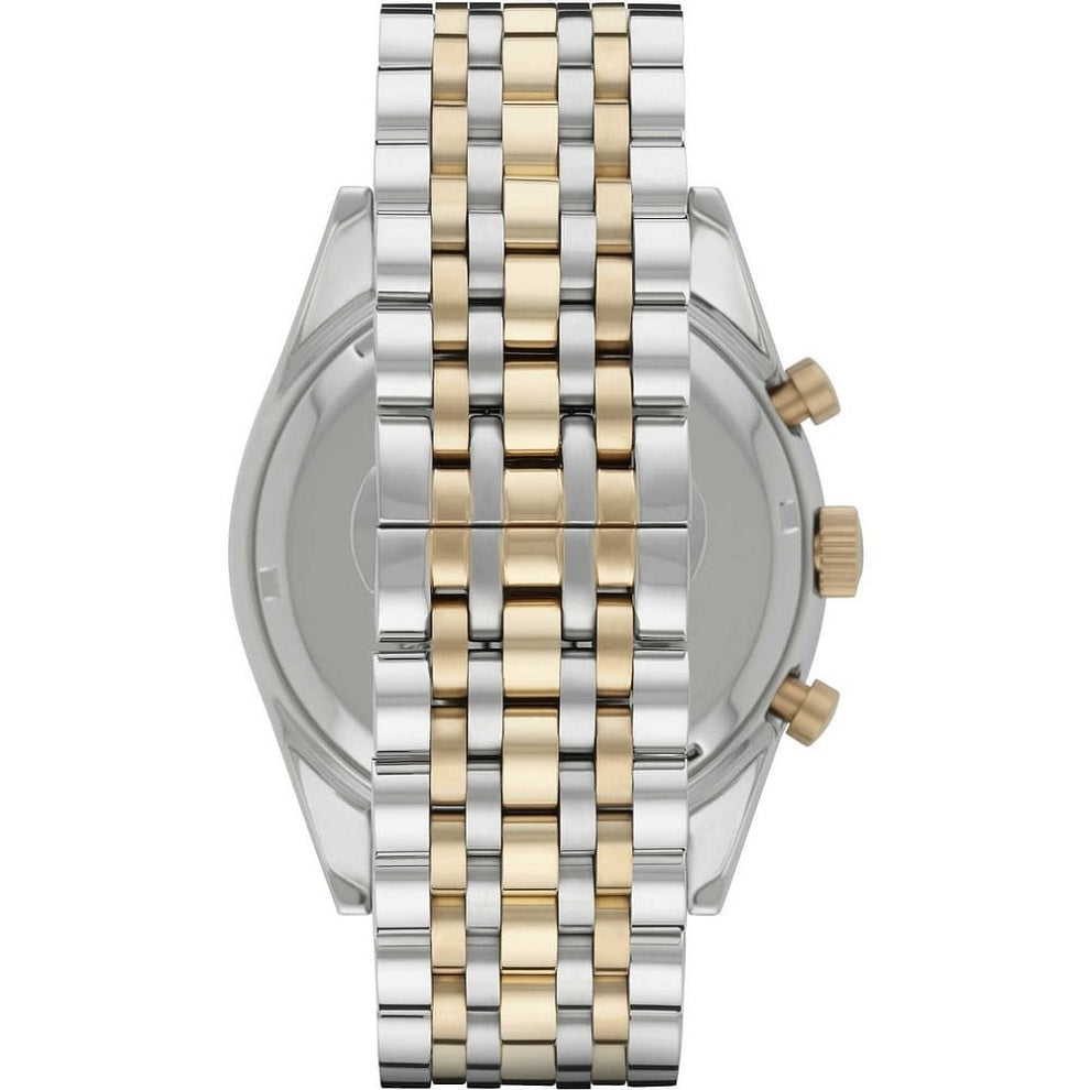 Emporio Armani Men's Watch Stainless Steel Silver & Gold Tone Strap With Navy Blue Dial AR6088 Tazio