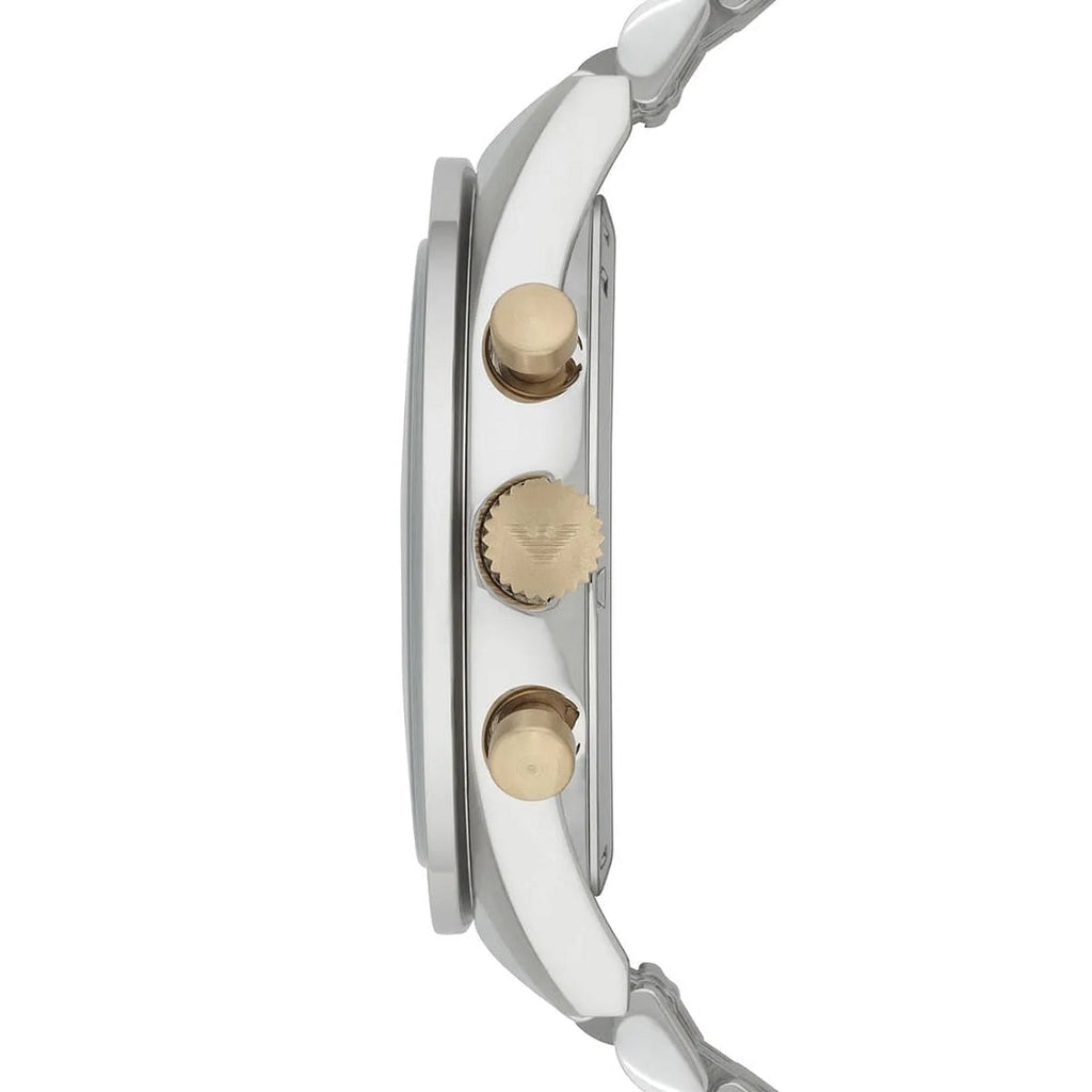 Emporio Armani Men's Watch Stainless Steel Silver & Gold Tone Strap With Blue Dial AR8030 Tazio