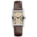 Emporio Armani Men’s Watch Leather Brown Strap With Beige Dial And Silver Case AR0154 Classic