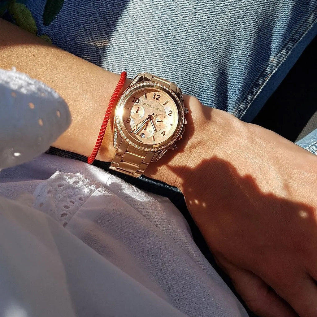 Michael Kors Women’s Watch Stainless Steel Rose Gold Strap With Rose Gold Dial And Crystals MK5263