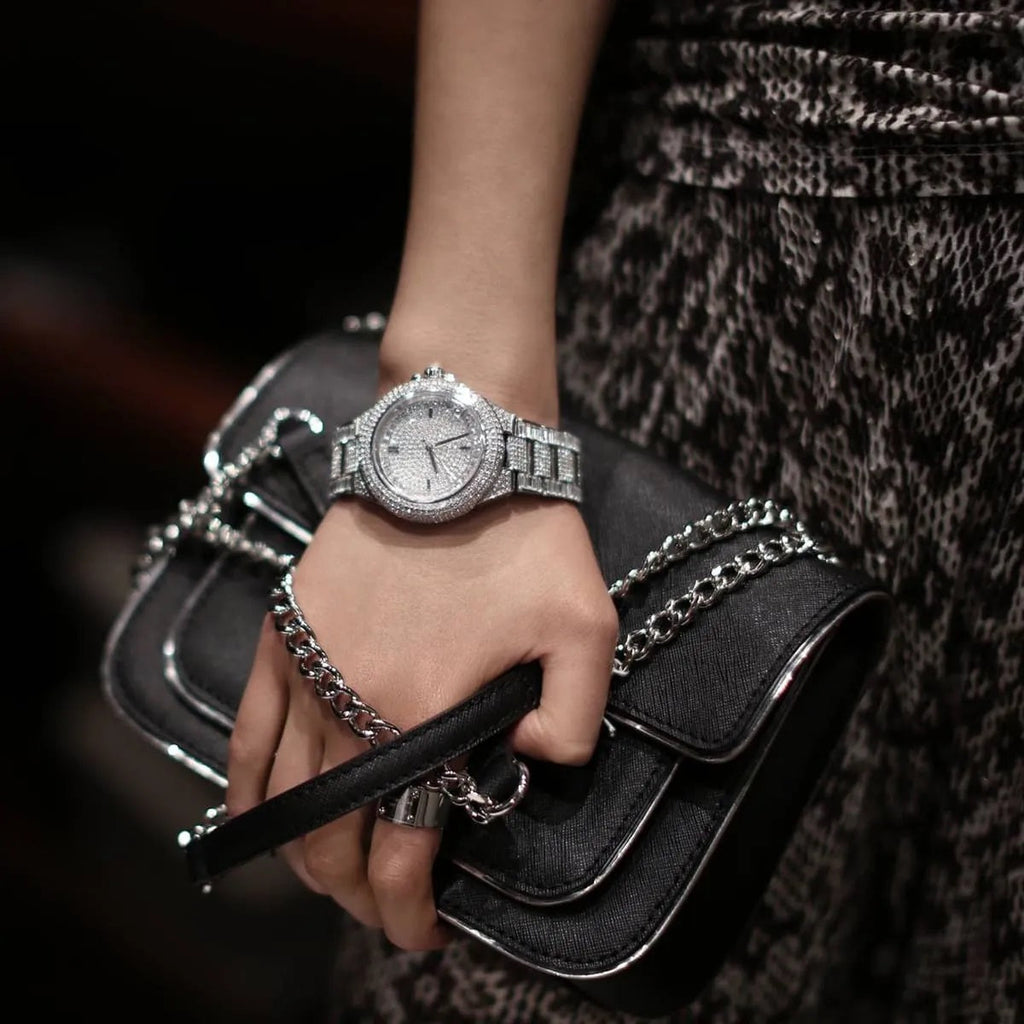 Michael Kors Women’s Watch Stainless Steel Silver Strap With Pave Crystal Silver Dial MK5869