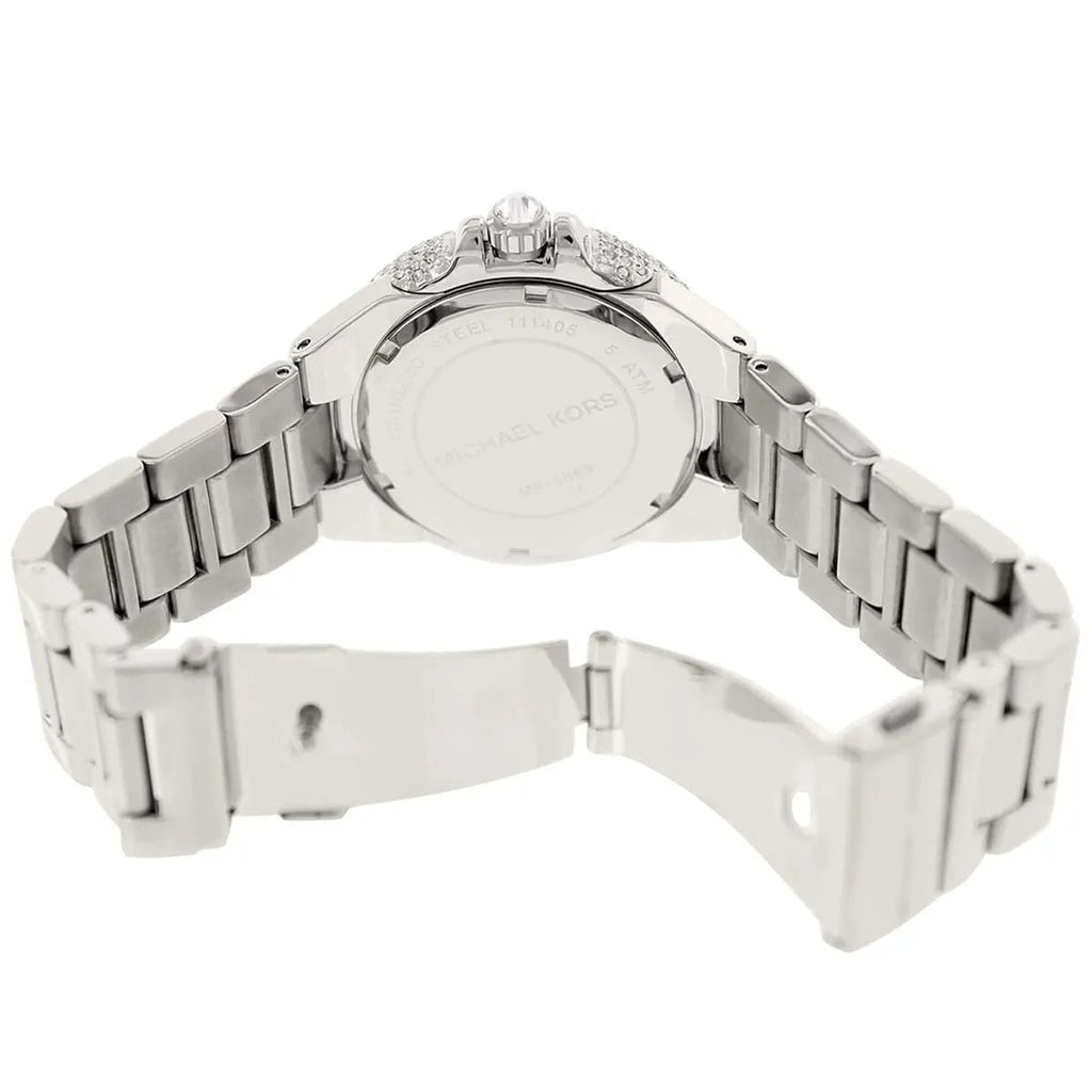 Michael Kors Women’s Watch Stainless Steel Silver Strap With Pave Crystal Silver Dial MK5869