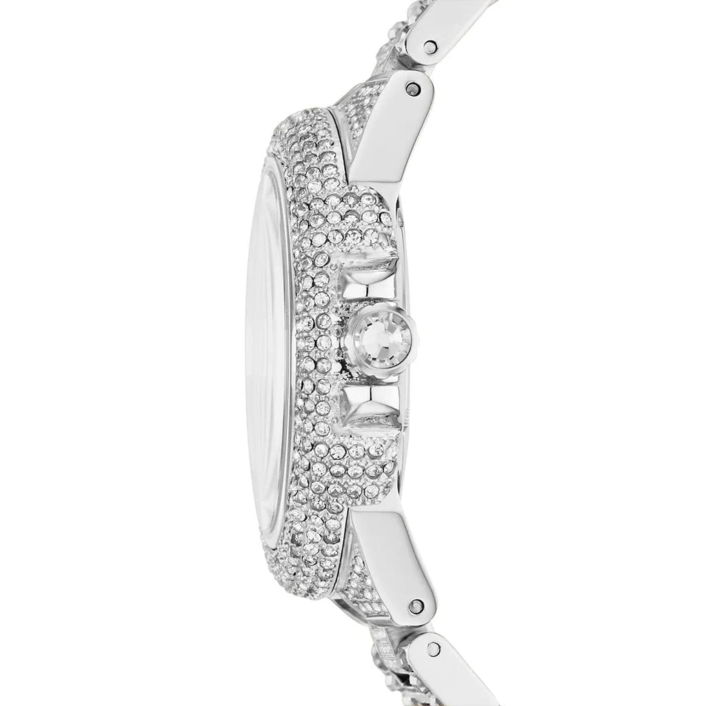 Michael Kors Women’s Watch Stainless Steel Silver Strap With Pave Crystal Silver Dial MK5869