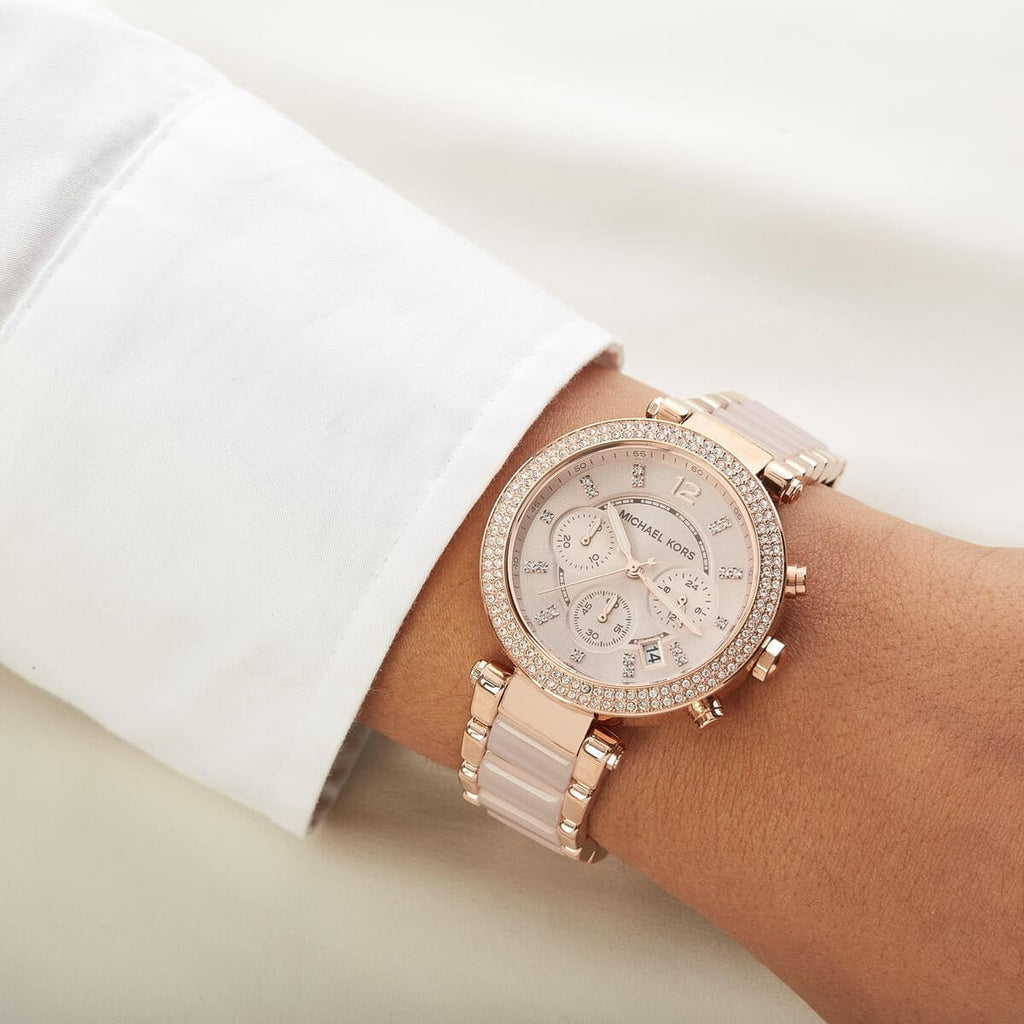 Michael Kors Women’s Watch Stainless Steel Rose Gold Strap With Rose Gold Dial MK5896