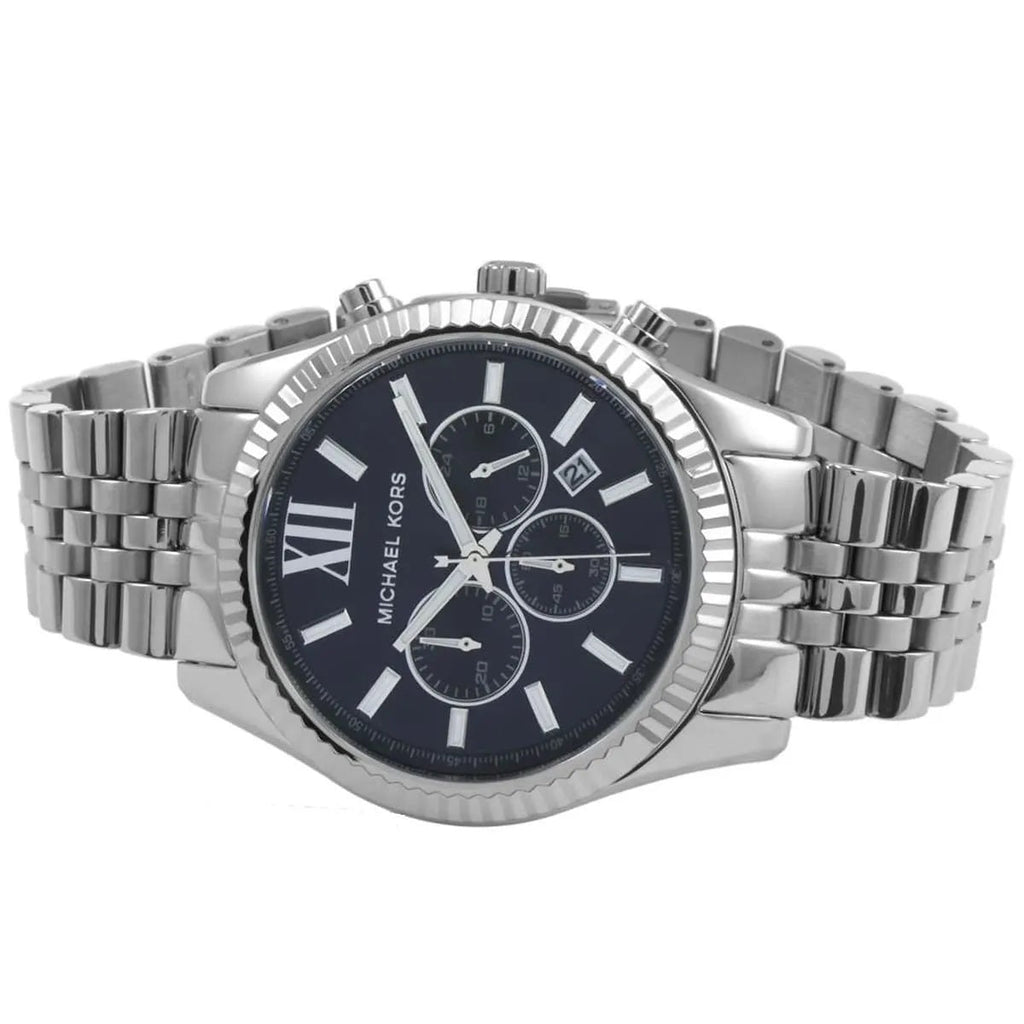 Michael Kors Men’s Watch Stainless Steel Silver Strap With Blue Dial MK8280