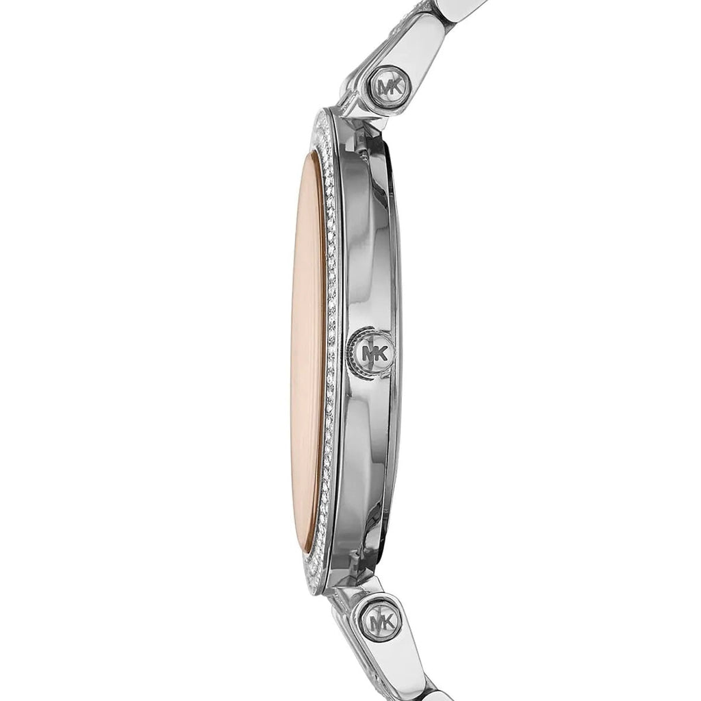Michael Kors Women’s Watch Stainless Steel Silver Strap With Beige Dial And Crystals MK3218