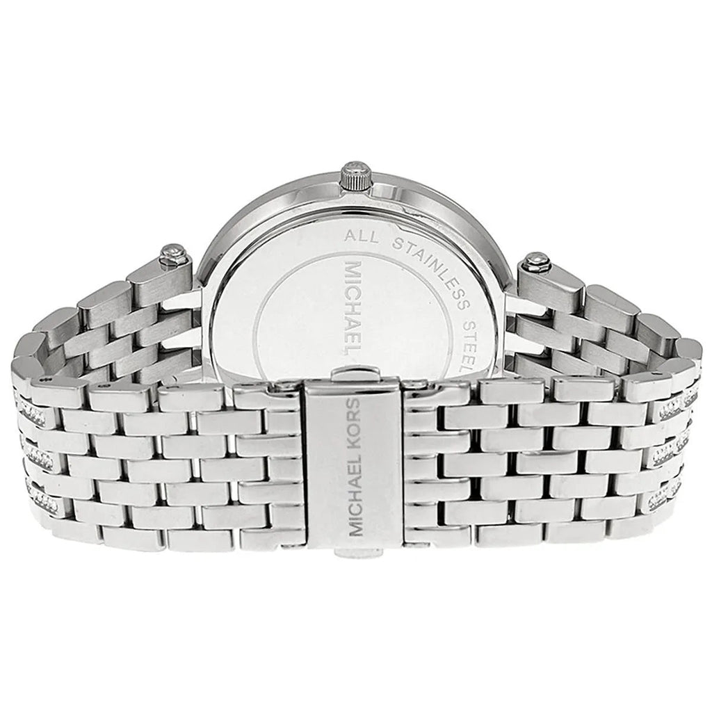 Michael Kors Women’s Watch Stainless Steel Silver Strap With Beige Dial And Crystals MK3218