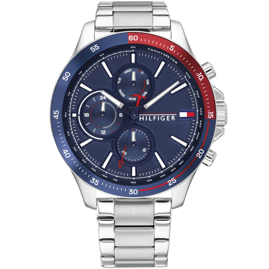 Tommy Hilfiger Men's Watch Stainless Steel Silver Strap With Blue Dial 1791718